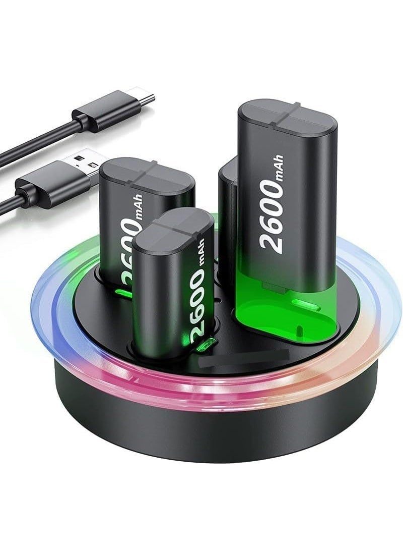 OSHIMA Rechargeable Battery Pack for Xbox Series X|S, Rechargeable Batteries Charger for Xbox Controller Battery Pack, Charger Station, 4 x 2600mAh Controller LED Indicator Dock for One S/One X/Elite - Image 1